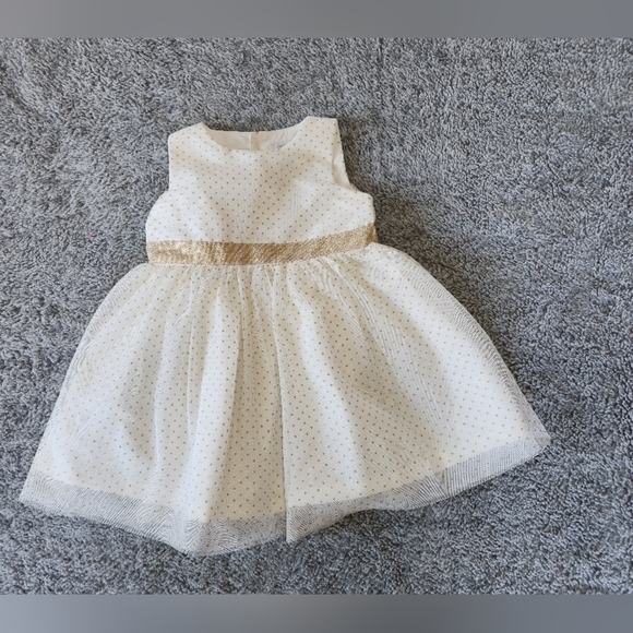 Carter's dress Cream And Gold Baby Girl's Sz 9 Months NWOT - Picture 1 of 7